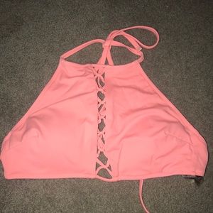 Peach Halter Bikini top with cross detailing!